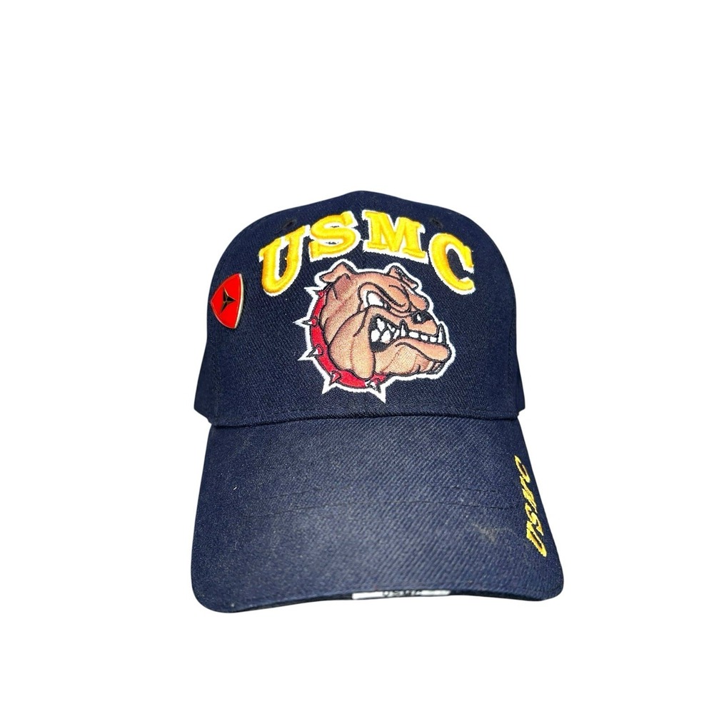 US MARINE BULLDOG Adjustable Strapback Hat With 3rd Marine Division Hat Pin